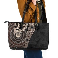 Fiji Traditional Masi Leather Tote Bag Tapa Art Palm Leaves Pattern LT03 - Polynesian Pride