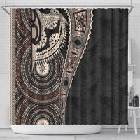 Fiji Traditional Masi Shower Curtain Tapa Art Palm Leaves Pattern