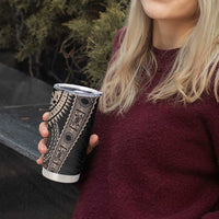 Fiji Traditional Masi Tumbler Cup Tapa Art Palm Leaves Pattern