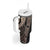 Fiji Traditional Masi Tumbler With Handle Tapa Art Palm Leaves Pattern