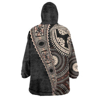 Fiji Traditional Masi Wearable Blanket Hoodie Tapa Art Palm Leaves Pattern