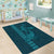 Aloha Hawaii Whale Kakau and Polynesian Tattoo Area Rug Turquoise Color