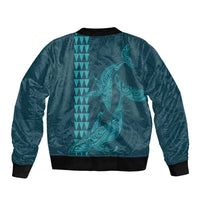 Aloha Hawaii Whale Kakau and Polynesian Tattoo Bomber Jacket Turquoise Color LT03 - Polynesian Pride