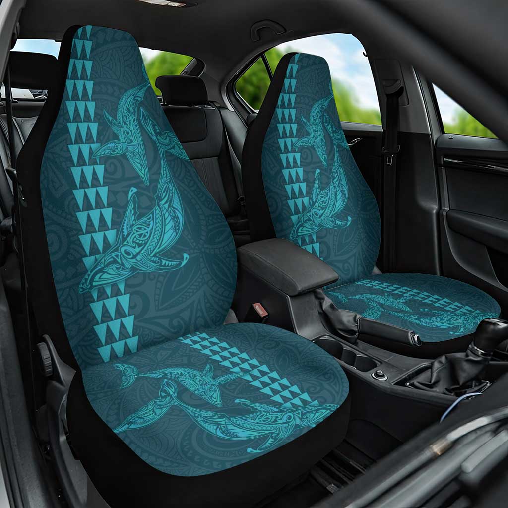 Aloha Hawaii Whale Kakau and Polynesian Tattoo Car Seat Cover Turquoise Color