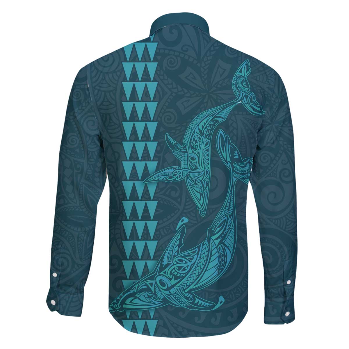 Aloha Hawaii Whale Kakau and Polynesian Tattoo Family Matching Puletasi and Hawaiian Shirt Turquoise Color LT03 - Polynesian Pride