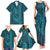 Aloha Hawaii Whale Kakau and Polynesian Tattoo Family Matching Tank Maxi Dress and Hawaiian Shirt Turquoise Color
