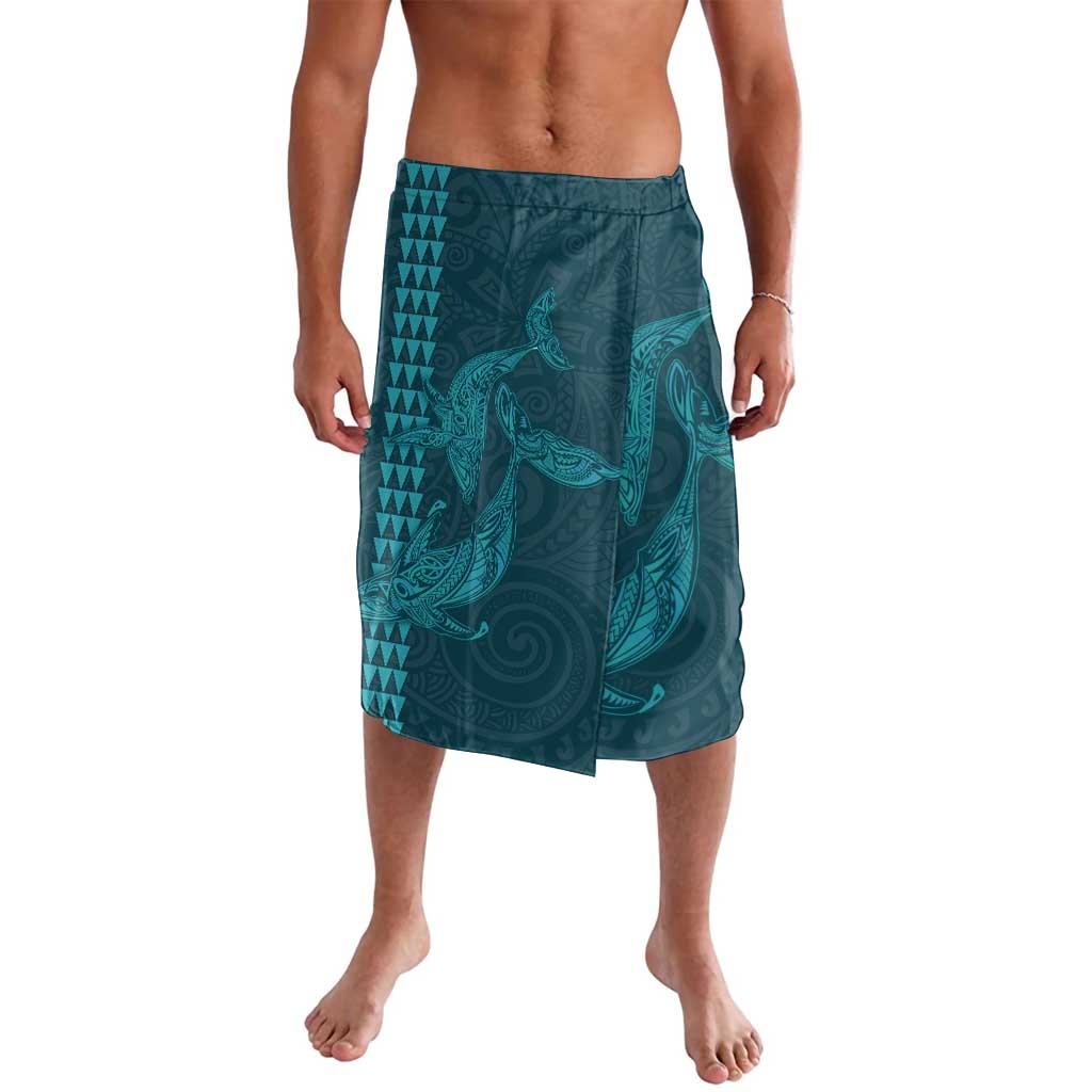 Aloha Hawaii Whale Kakau and Polynesian Tattoo Lavalava Turquoise Color