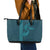 Aloha Hawaii Whale Kakau and Polynesian Tattoo Leather Tote Bag Turquoise Color