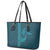 Aloha Hawaii Whale Kakau and Polynesian Tattoo Leather Tote Bag Turquoise Color