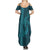 Aloha Hawaii Whale Kakau and Polynesian Tattoo Summer Maxi Dress Turquoise Color