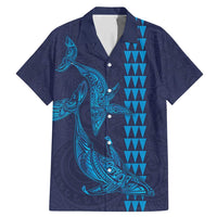 Aloha Hawaii Whale Kakau and Polynesian Tattoo Family Matching Mermaid Dress and Hawaiian Shirt Dark Navy Color
