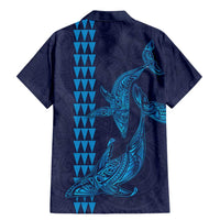 Aloha Hawaii Whale Kakau and Polynesian Tattoo Family Matching Mermaid Dress and Hawaiian Shirt Dark Navy Color