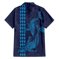 Aloha Hawaii Whale Kakau and Polynesian Tattoo Family Matching Puletasi and Hawaiian Shirt Dark Navy Color LT03 - Polynesian Pride