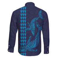 Aloha Hawaii Whale Kakau and Polynesian Tattoo Family Matching Puletasi and Hawaiian Shirt Dark Navy Color LT03 - Polynesian Pride