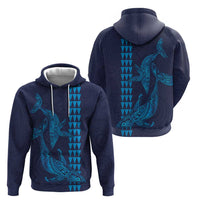 Aloha Hawaii Whale Kakau and Polynesian Tattoo Hoodie Dark Navy Color