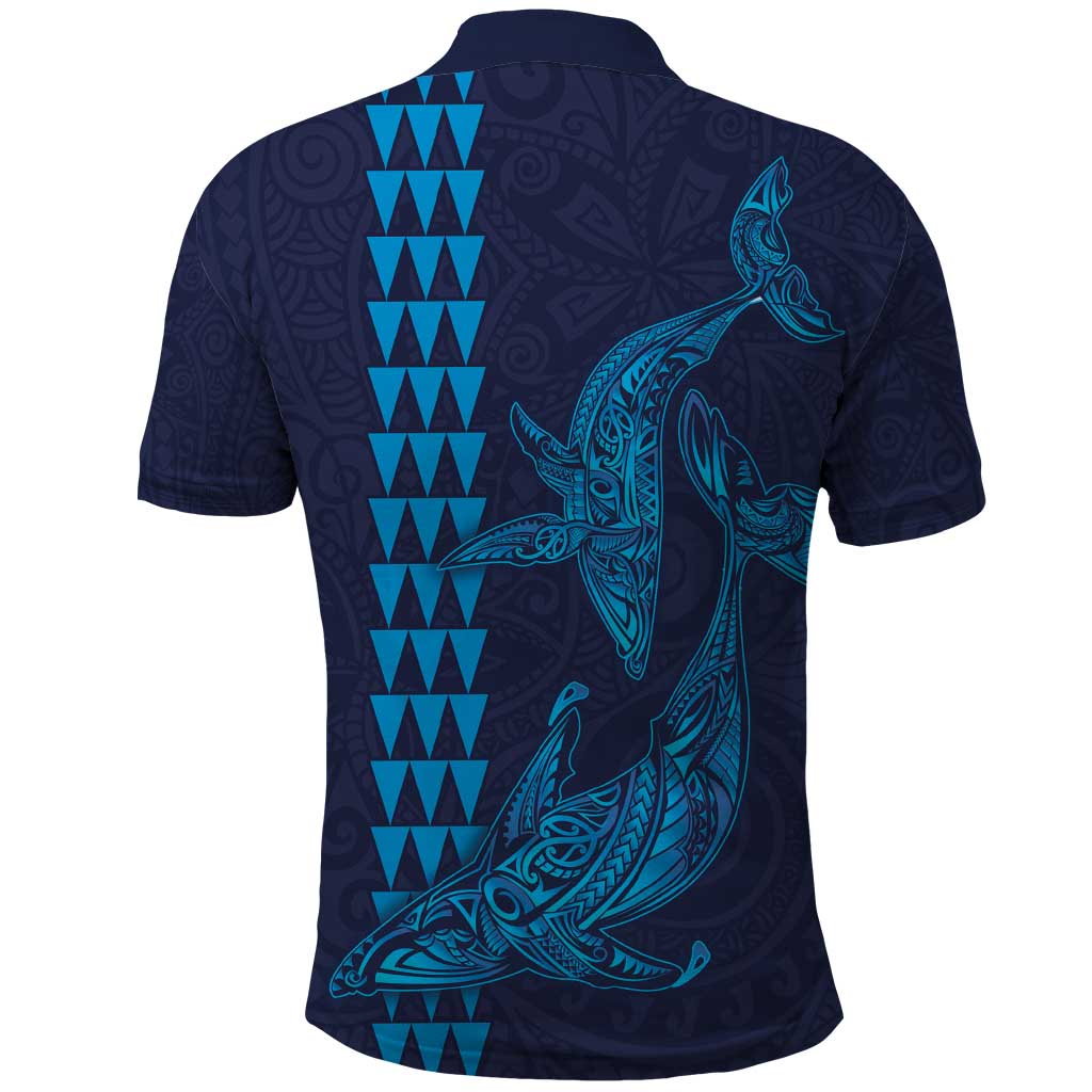 Aloha Hawaii Whale Kakau and Polynesian Tattoo Polo Shirt Dark Navy Color LT03 - Polynesian Pride