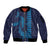 Aloha Hawaii Whale Kakau and Polynesian Tattoo Sleeve Zip Bomber Jacket Dark Navy Color