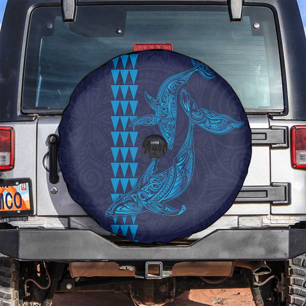 Aloha Hawaii Whale Kakau and Polynesian Tattoo Spare Tire Cover Dark Navy Color