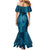 Aloha Hawaii Whale Kakau and Polynesian Tattoo Family Matching Mermaid Dress and Hawaiian Shirt Light Blue Color