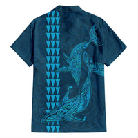 Aloha Hawaii Whale Kakau and Polynesian Tattoo Family Matching Summer Maxi Dress and Hawaiian Shirt Light Blue Color