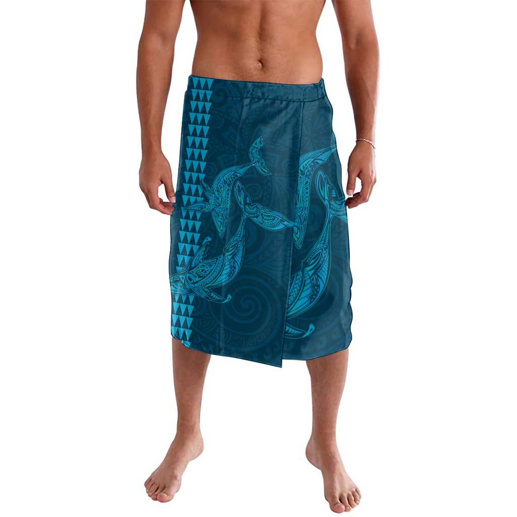 Aloha Hawaii Whale Kakau and Polynesian Tattoo Lavalava Light Blue Color