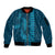 Aloha Hawaii Whale Kakau and Polynesian Tattoo Sleeve Zip Bomber Jacket Light Blue Color