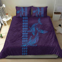Aloha Hawaii Whale Kakau and Polynesian Tattoo Bedding Set Purple Color