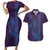 Aloha Hawaii Whale Kakau and Polynesian Tattoo Couples Matching Short Sleeve Bodycon Dress and Hawaiian Shirt Purple Color