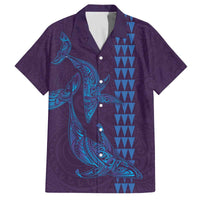 Aloha Hawaii Whale Kakau and Polynesian Tattoo Family Matching Puletasi and Hawaiian Shirt Purple Color LT03 Dad's Shirt - Short Sleeve Purple - Polynesian Pride