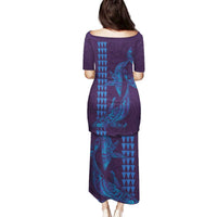 Aloha Hawaii Whale Kakau and Polynesian Tattoo Family Matching Puletasi and Hawaiian Shirt Purple Color LT03 - Polynesian Pride