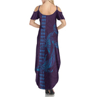 Aloha Hawaii Whale Kakau and Polynesian Tattoo Family Matching Summer Maxi Dress and Hawaiian Shirt Purple Color