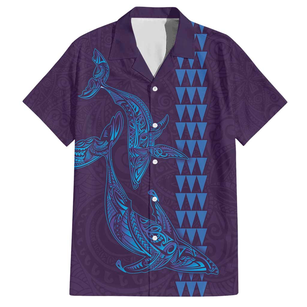 Aloha Hawaii Whale Kakau and Polynesian Tattoo Hawaiian Shirt Purple Color