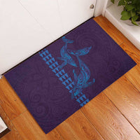 Aloha Hawaii Whale Kakau and Polynesian Tattoo Rubber Doormat Purple Color