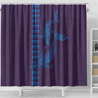 Aloha Hawaii Whale Kakau and Polynesian Tattoo Shower Curtain Purple Color