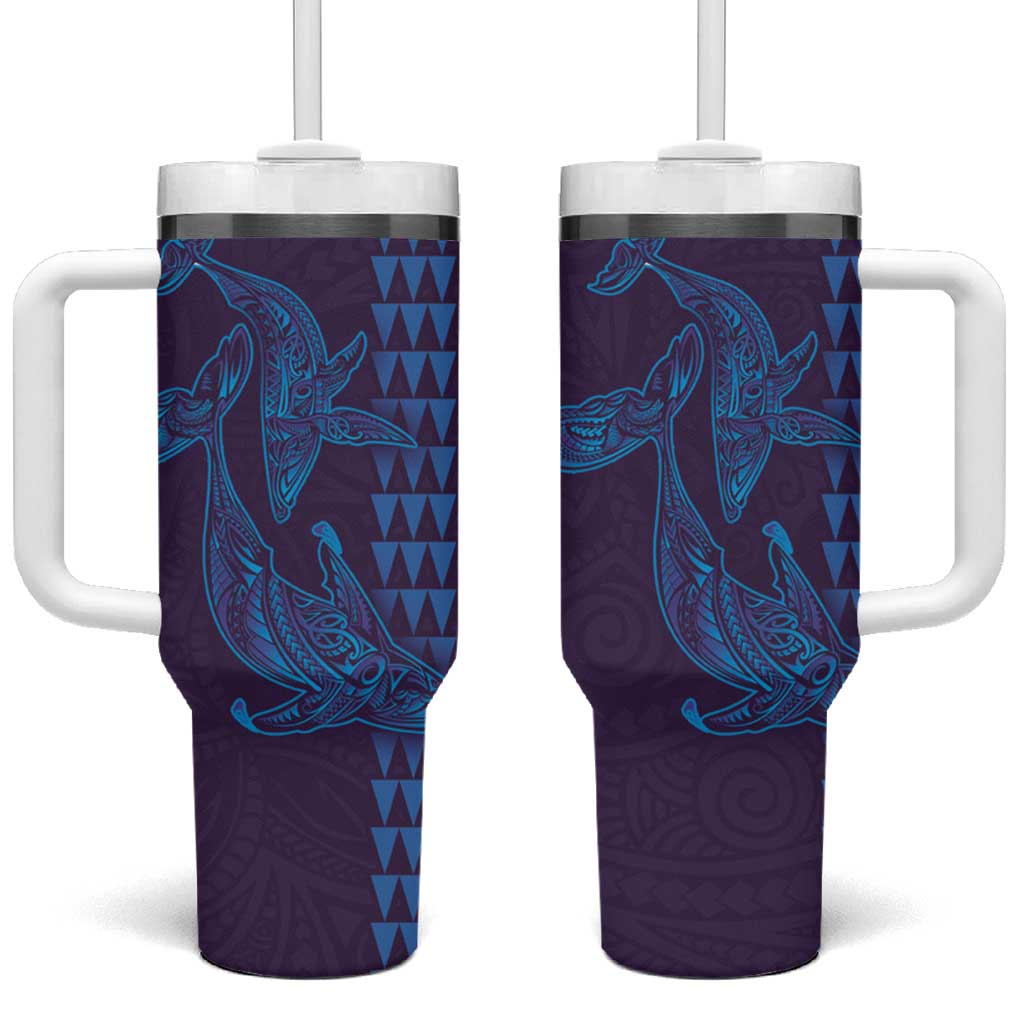 Aloha Hawaii Whale Kakau and Polynesian Tattoo Tumbler With Handle Purple Color