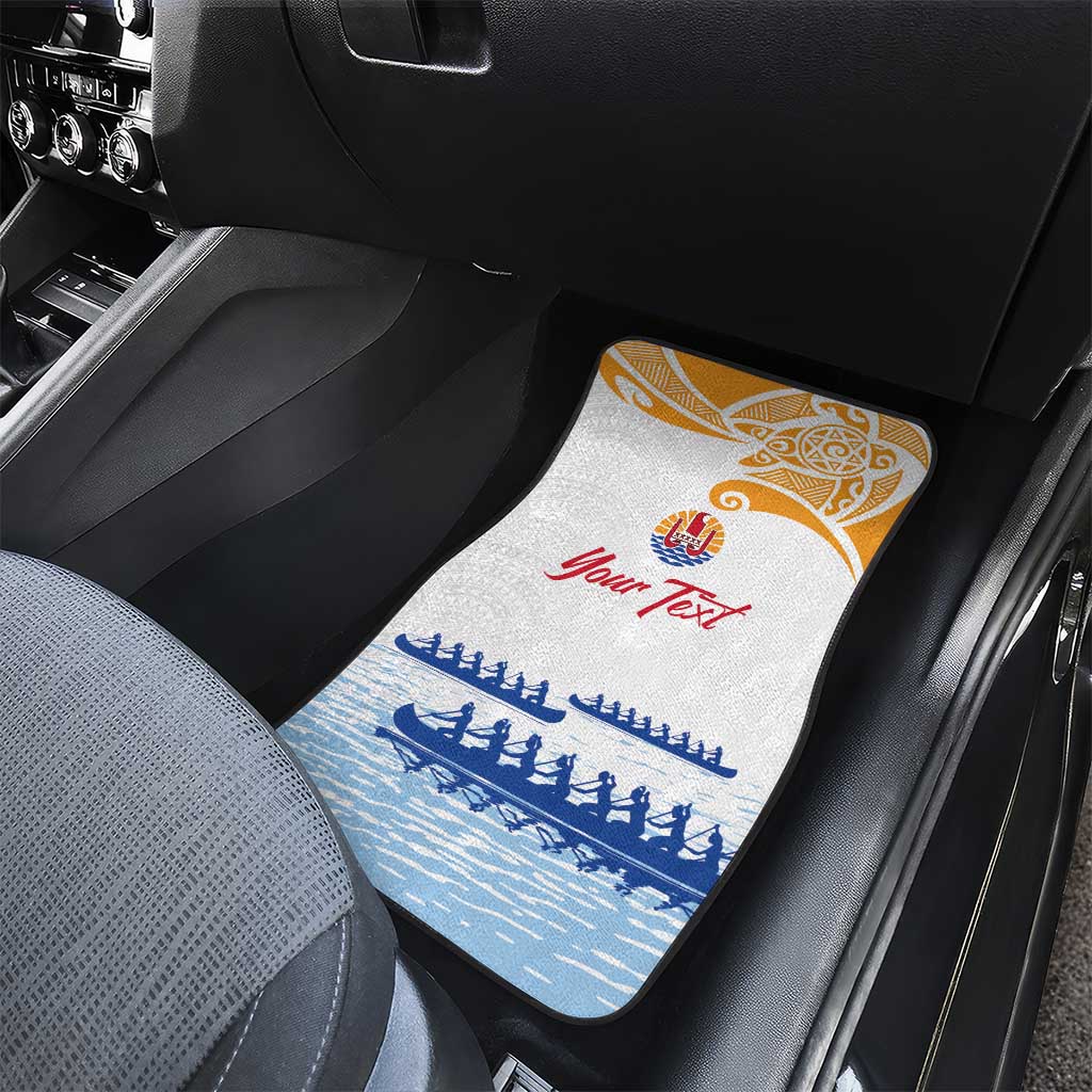 Personalised Hawaiki Nui Va'a French Polynesian Pattern Car Mats White Color