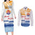Personalised Hawaiki Nui Va'a French Polynesian Pattern Couples Matching Long Sleeve Bodycon Dress and Long Sleeve Button Shirt White Color