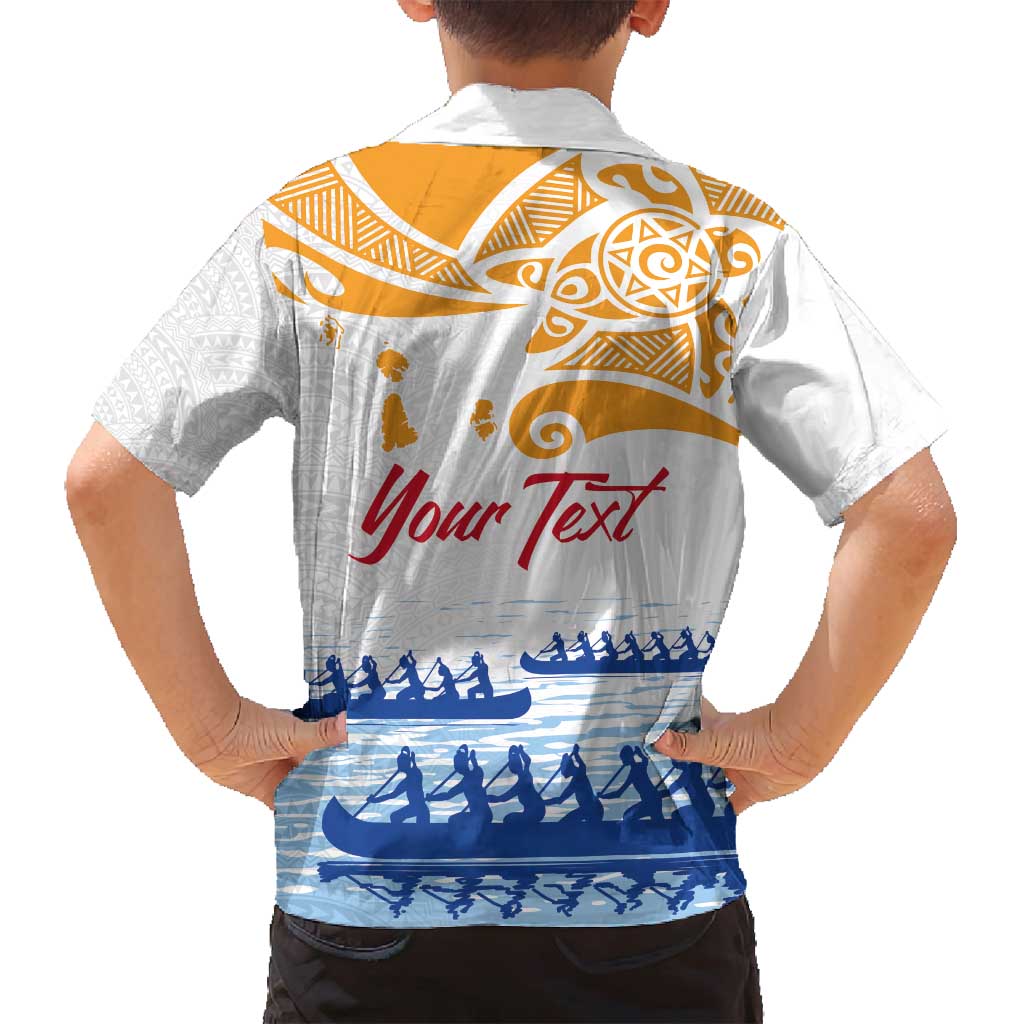 Personalised Hawaiki Nui Va'a French Polynesian Pattern Family Matching Long Sleeve Bodycon Dress and Hawaiian Shirt White Color LT03 - Polynesian Pride