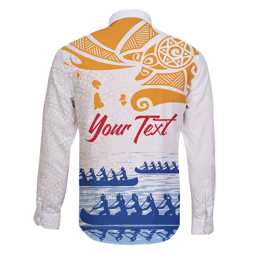 Personalised Hawaiki Nui Va'a French Polynesian Pattern Family Matching Off Shoulder Maxi Dress and Hawaiian Shirt White Color