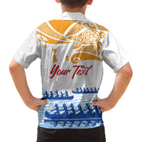 Personalised Hawaiki Nui Va'a French Polynesian Pattern Family Matching Short Sleeve Bodycon Dress and Hawaiian Shirt White Color LT03 - Polynesian Pride