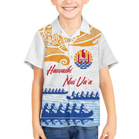 Personalised Hawaiki Nui Va'a French Polynesian Pattern Family Matching Summer Maxi Dress and Hawaiian Shirt White Color LT03 Son's Shirt White - Polynesian Pride