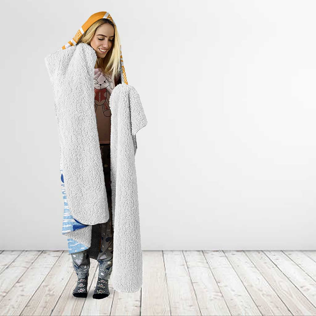 Personalised Hawaiki Nui Va'a French Polynesian Pattern Hooded Blanket White Color