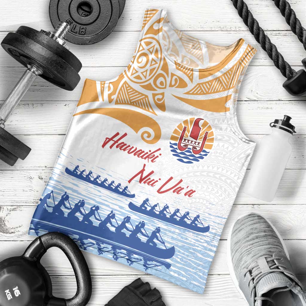 Personalised Hawaiki Nui Va'a French Polynesian Pattern Men Tank Top White Color