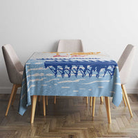 Personalised Hawaiki Nui Va'a French Polynesian Pattern Tablecloth White Color