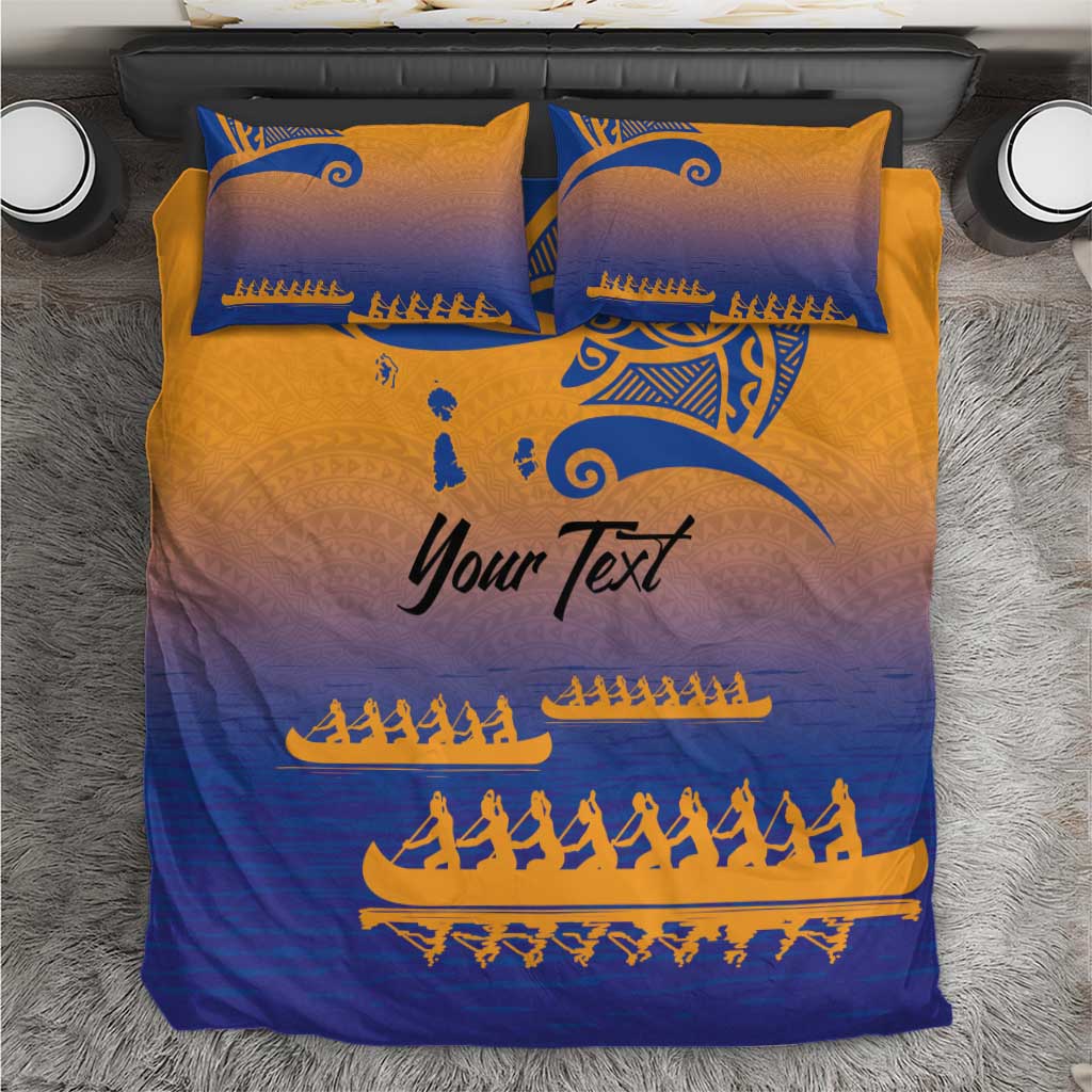 Personalised Hawaiki Nui Va'a French Polynesian Pattern Bedding Set Sunset Color