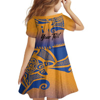 Personalised Hawaiki Nui Va'a French Polynesian Pattern Family Matching Short Sleeve Bodycon Dress and Hawaiian Shirt Sunset Color LT03 - Polynesian Pride