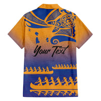 Personalised Hawaiki Nui Va'a French Polynesian Pattern Family Matching Short Sleeve Bodycon Dress and Hawaiian Shirt Sunset Color LT03 - Polynesian Pride