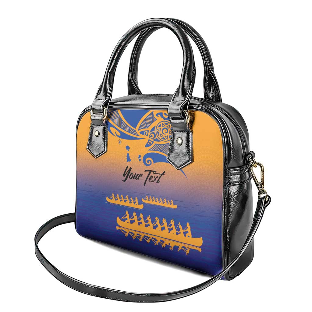 Personalised Hawaiki Nui Va'a French Polynesian Pattern Shoulder Handbag Sunset Color