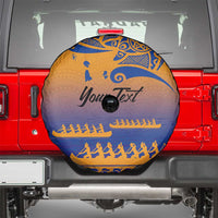 Personalised Hawaiki Nui Va'a French Polynesian Pattern Spare Tire Cover Sunset Color