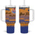 Personalised Hawaiki Nui Va'a French Polynesian Pattern Tumbler With Handle Sunset Color